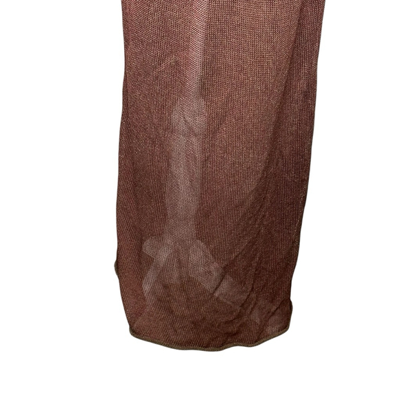 Y2K Maroon Grunge Knit Mesh Maxi sheath Dress - Picture 3 of 6